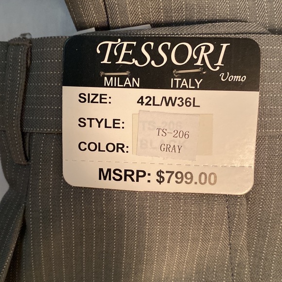 Brand New Tessori Mens 2 piece Grey suit…size 42L/W36L - Picture 3 of 4